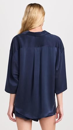 Lunya Women's Washable Silk Relaxed Button Up Short Set