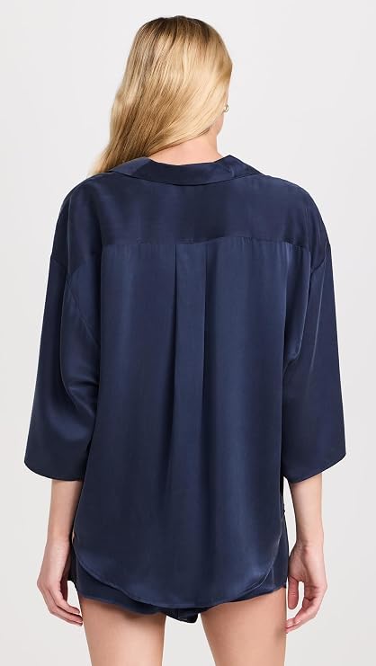 Lunya Women's Washable Silk Relaxed Button Up Short Set