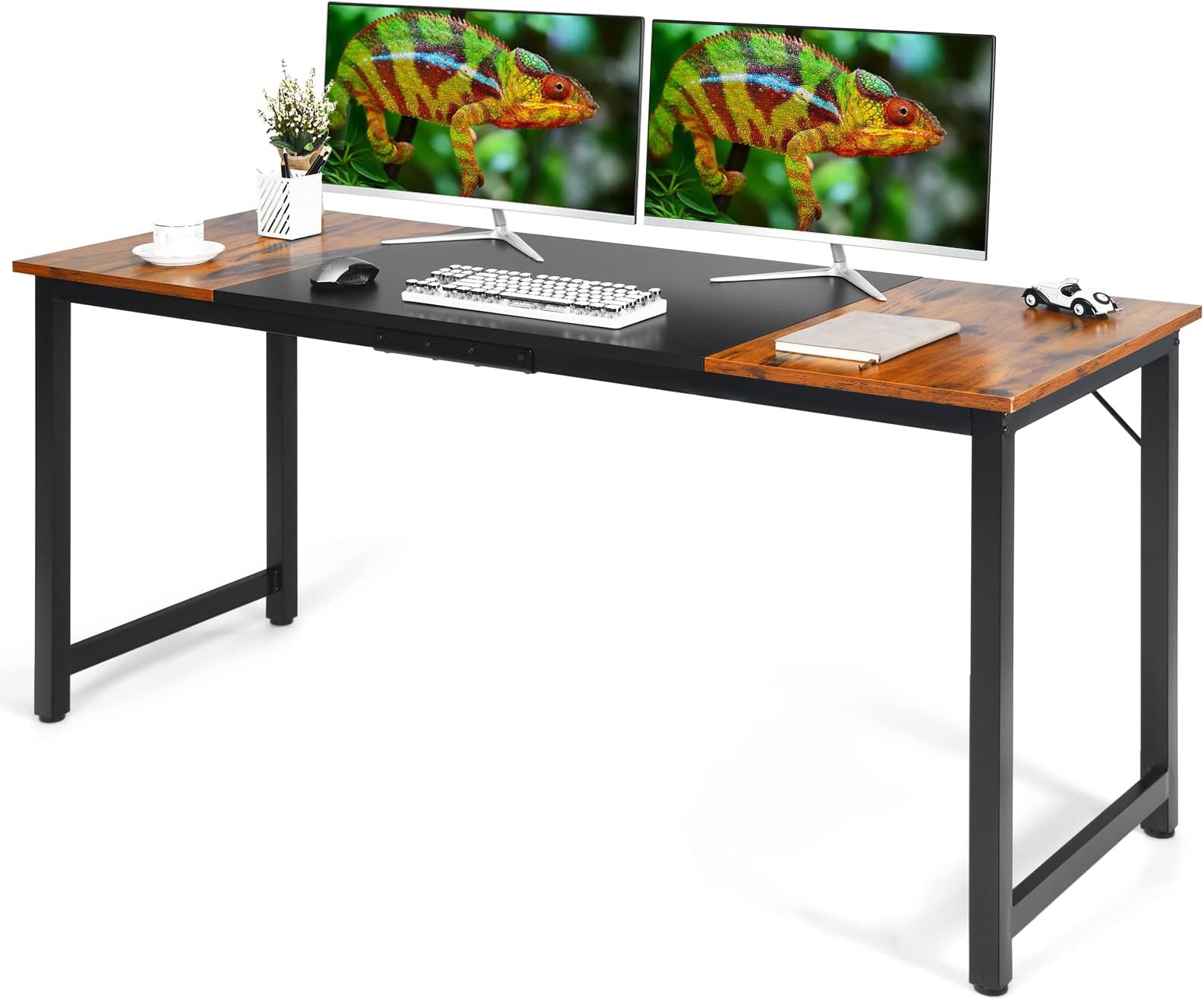 CASART Wooden Computer Desk, Industrial Laptop Table with Adjustable ...