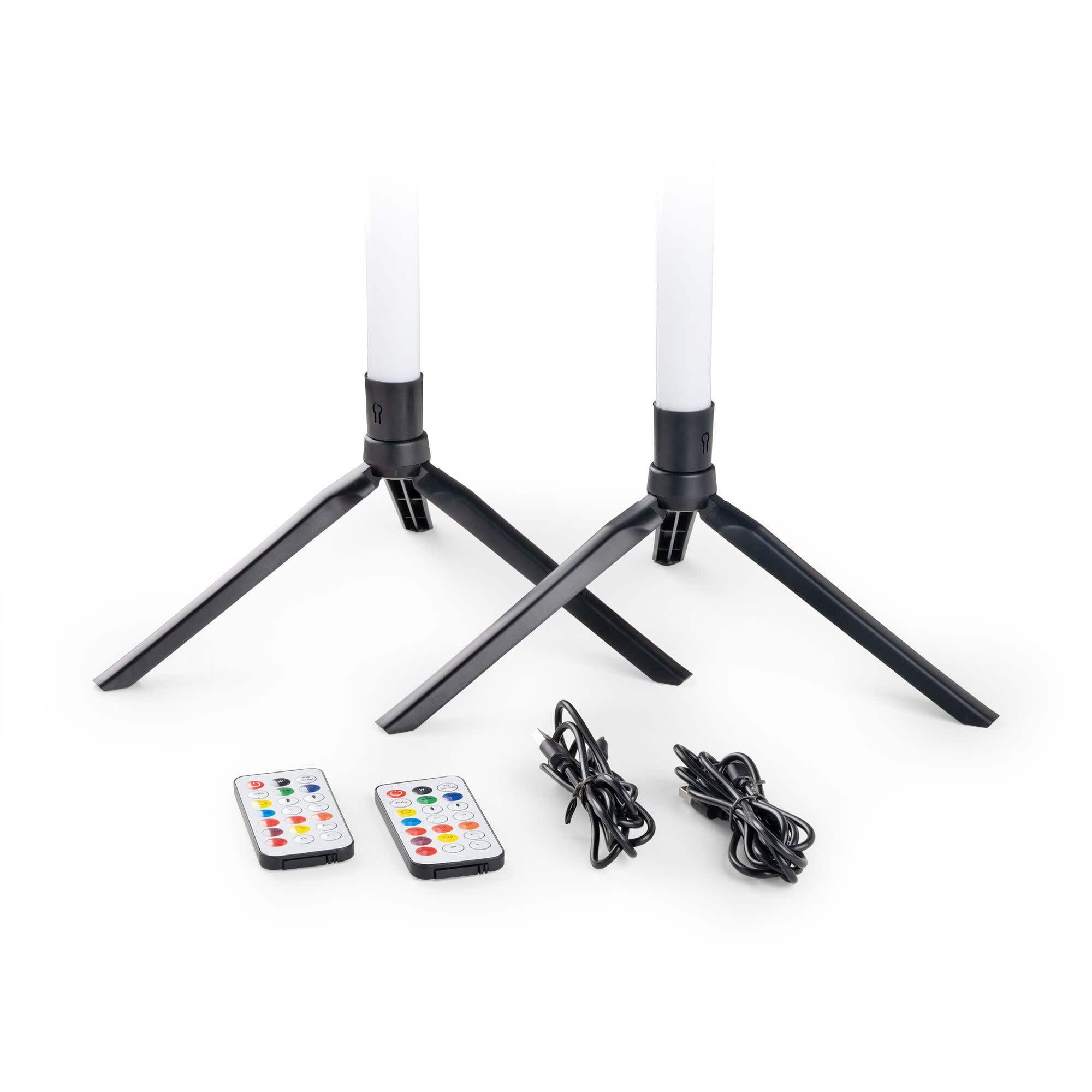 Fuzzix Starry set de 2 tubos LED de pie RGB con 43 LED cada uno, 1 metro de altura, control por app y mando, modo sonido y trípodes incluidos para fiestas y DJ