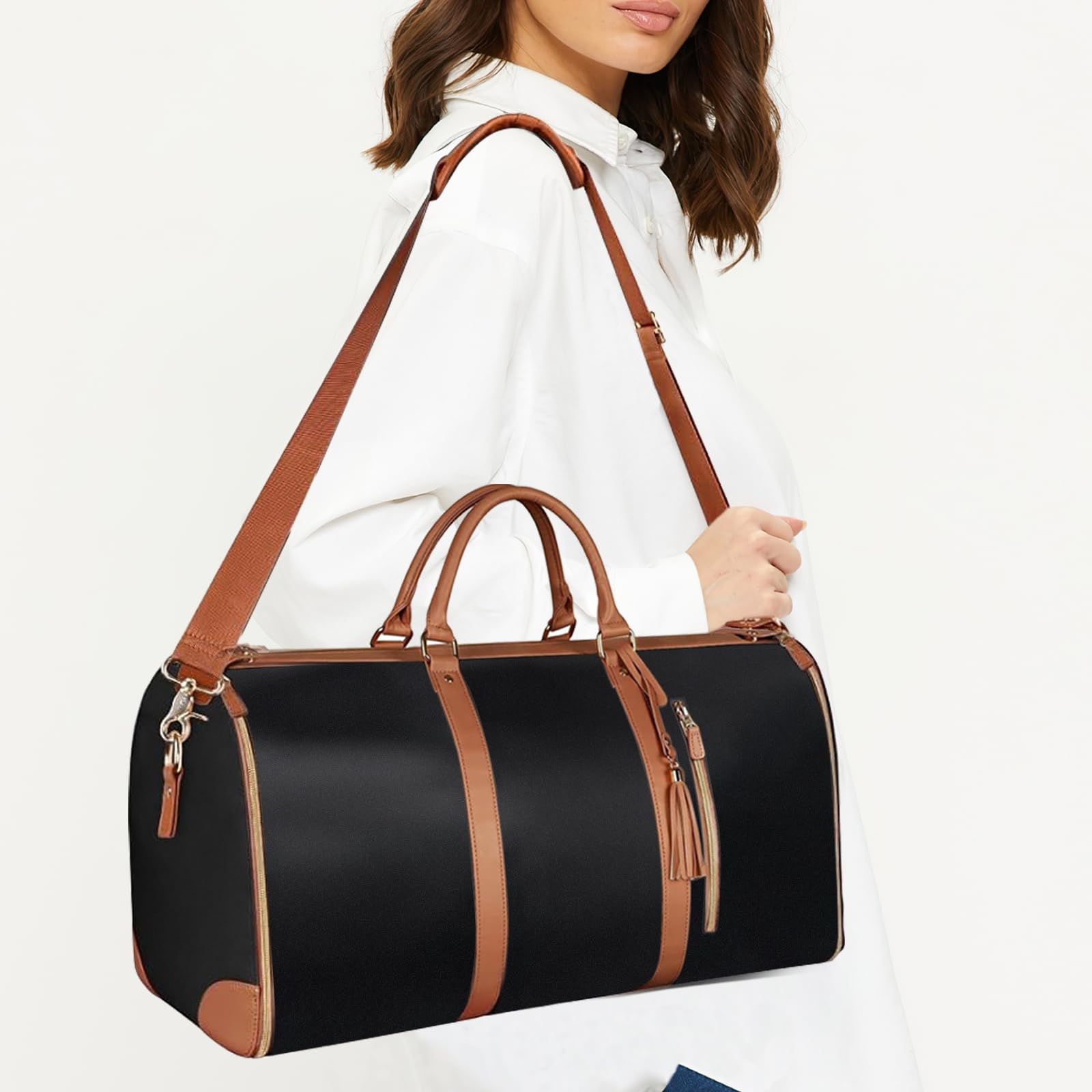 Faltbare Reisetasche - Reisetaschen Faltbar, Foldy Bag, Duffle-Tasche für Kleidungsstücke, Hohe Kapazität Falten Anzug Gepäck Reisetasche Frauen, Wasserdichter Reisetaschen (Schwarz)