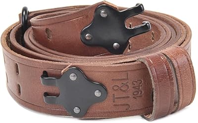World War Supply M1907 Leather Rifle Sling Marked JT&L 1943 Premium Drum Dyed Leather Powder Coated Brass Hardware