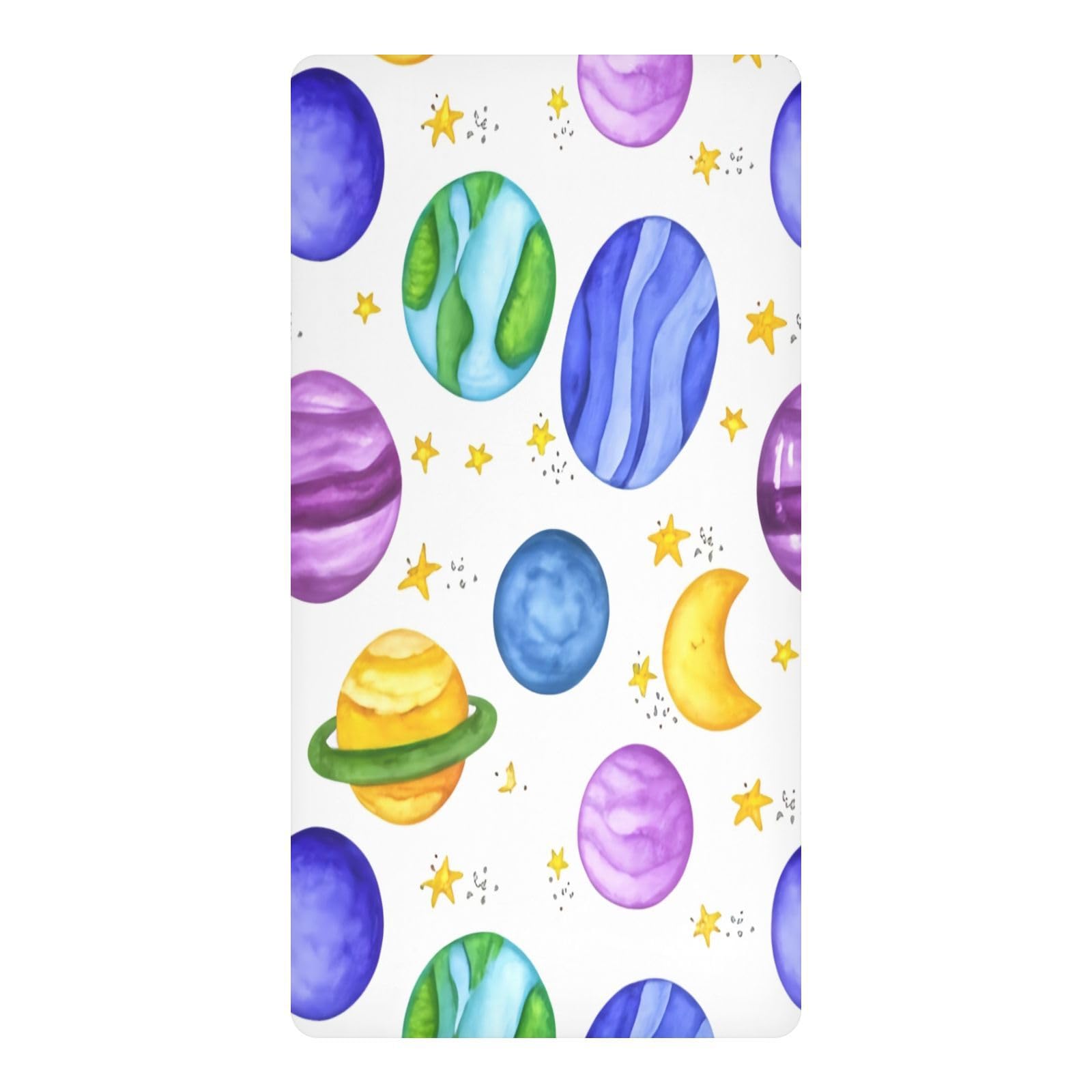 JiangGgen Cartoon Planet Baby Crib Sheet Soft Breathable Playard Sheet-S