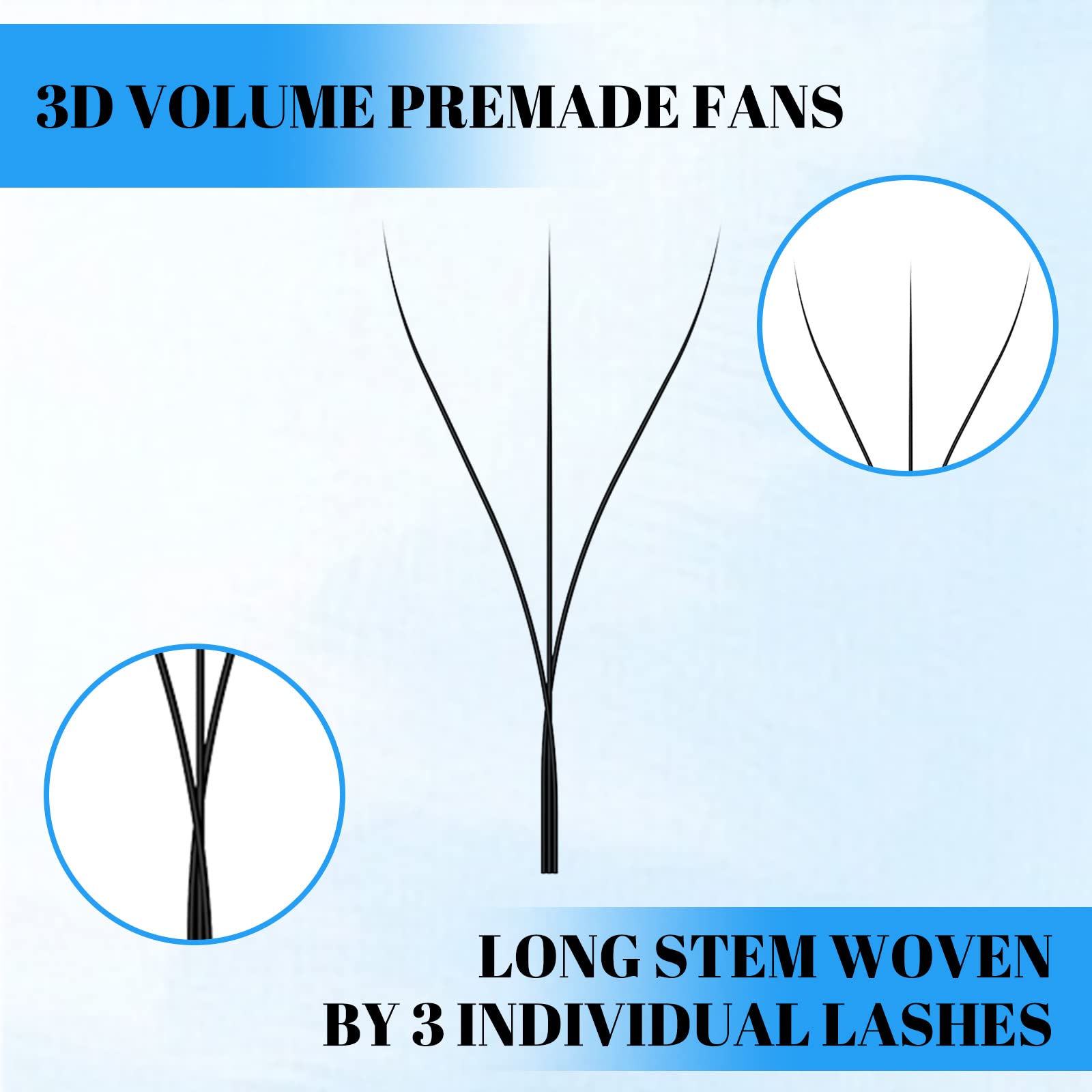 W lashes 3D Premade fan Lashes Extensions 0.07mm C Curl 8-14mix Gemerry Eyelash Extensions Noir Volume Thick Lashes Professional Single Lash Individual Russian Lash Tray(W-3D-007-c cur-8-14mix) - Image 3