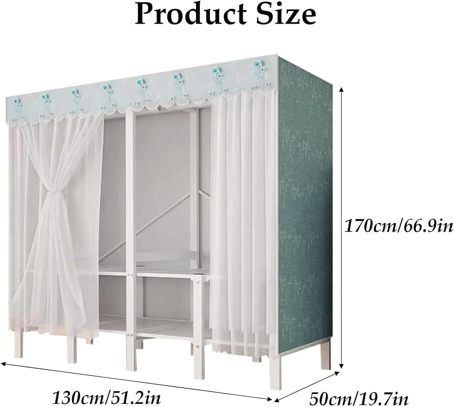 TIST Yellow Fashion Closet Metal Iron Closet Installation Free Clothes Closet Bedroom Portable Closet Hanging Easy Assembly Closet