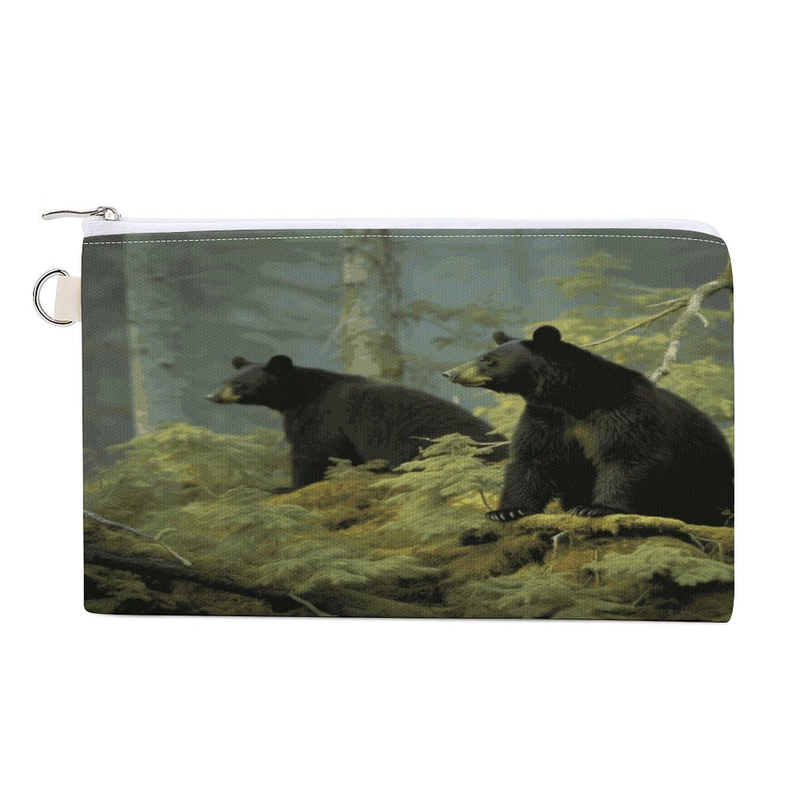 GPFVSJW Black Bears Canvas Wallet, Large Capacity Handbag Long Wallet Bi-Fold Wallet Change Purse Rfid Blocking Credit Card Holder Wallet for Women
