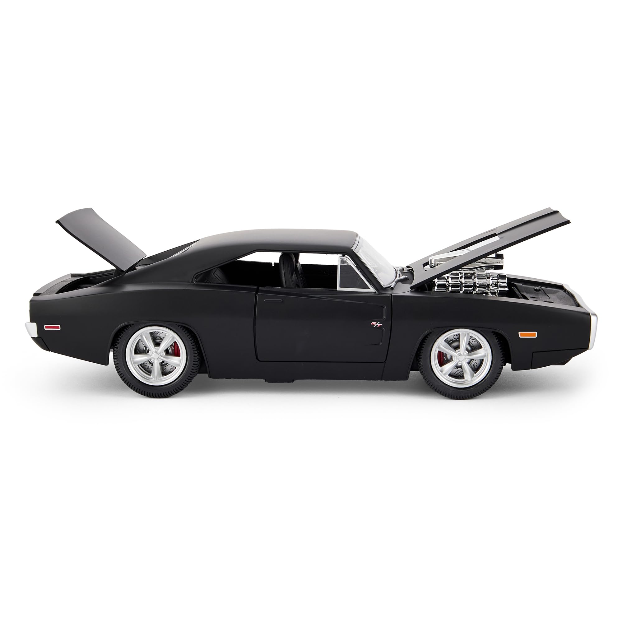 RC 1970 Dodge Charger RT, sous licence officielle, échelle 1:16, télécommande avec effets sonores, lumières LED, suspension indépendante, intérieur détaillé - Noir