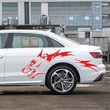 MIOLOE 2 PCS Wolf Graphics Decal&comma; Body Side Sticker Vinyl Self-Adhesive Exterior Decor Accessories Universal for Car&comma; Jeep&comma; Truck&comma; SUV&comma; RV&comma; 51&period;1 in x 19&period;69 in &lpar;Red&rpar;