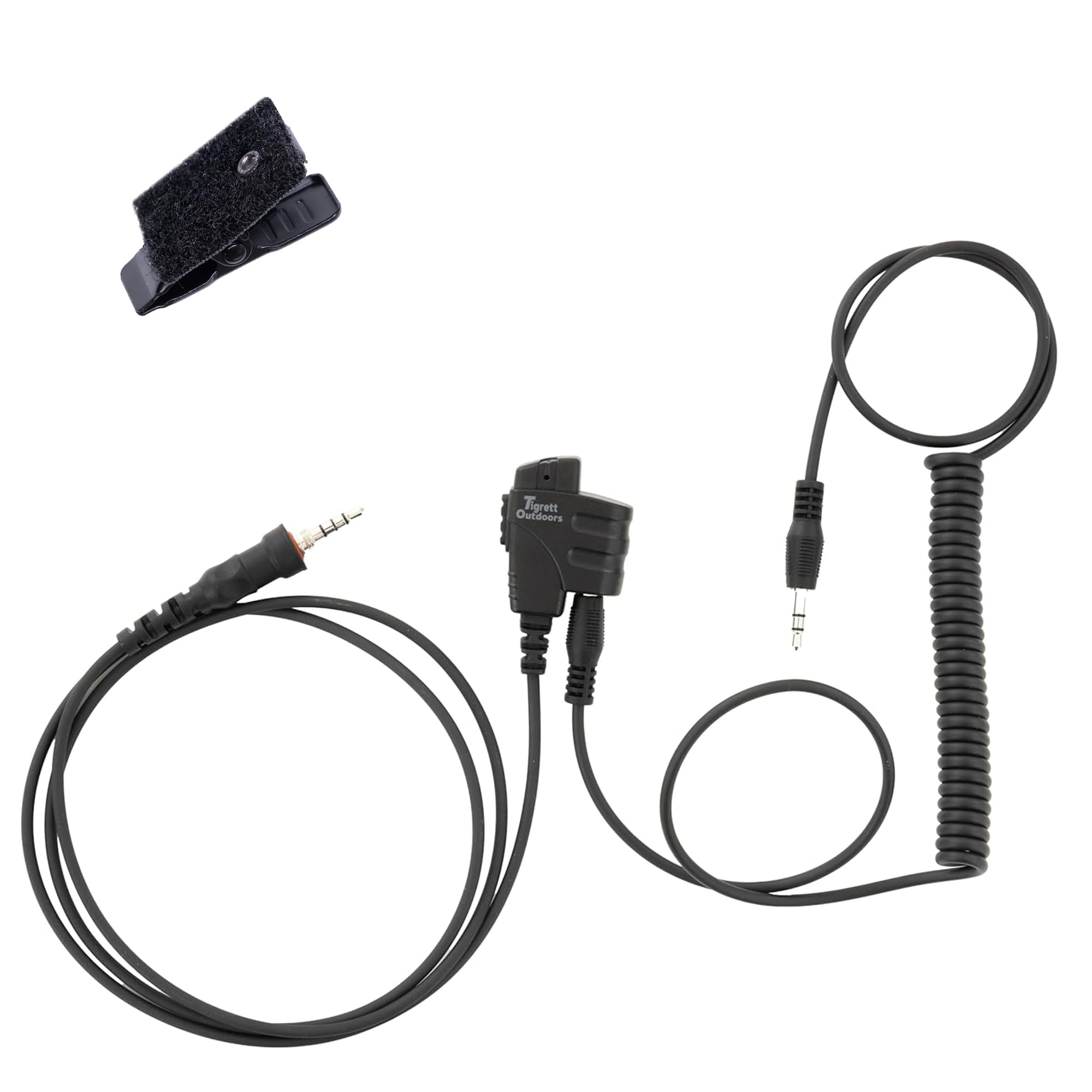 Tigrett Outdoors SMC Push-to-Talk Cable w/ 3.5mm Audio Cable Adapter for Yaesu VX-6R- PTT for Electronic Earmuffs - Hands-Free Radio Listening - Velcro Upgrade for Plate Carriers