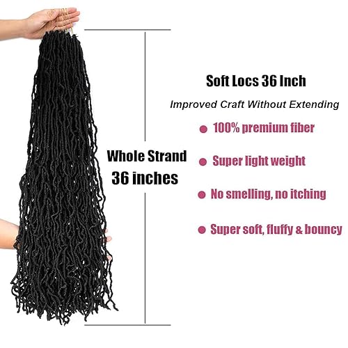 Miniatura 2 de 36 pulgadas 6 paquetes de cabello de ganchillo suave de 36 pulgadas mechones enteros no extendidos extensiones de pelo sintético súper ligeras