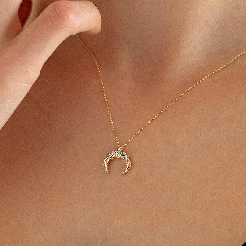 Moon Necklace, 14K Gold Plated Dainty Gold Necklace For Women Gold Moom Necklace Crescent Moon Necklace