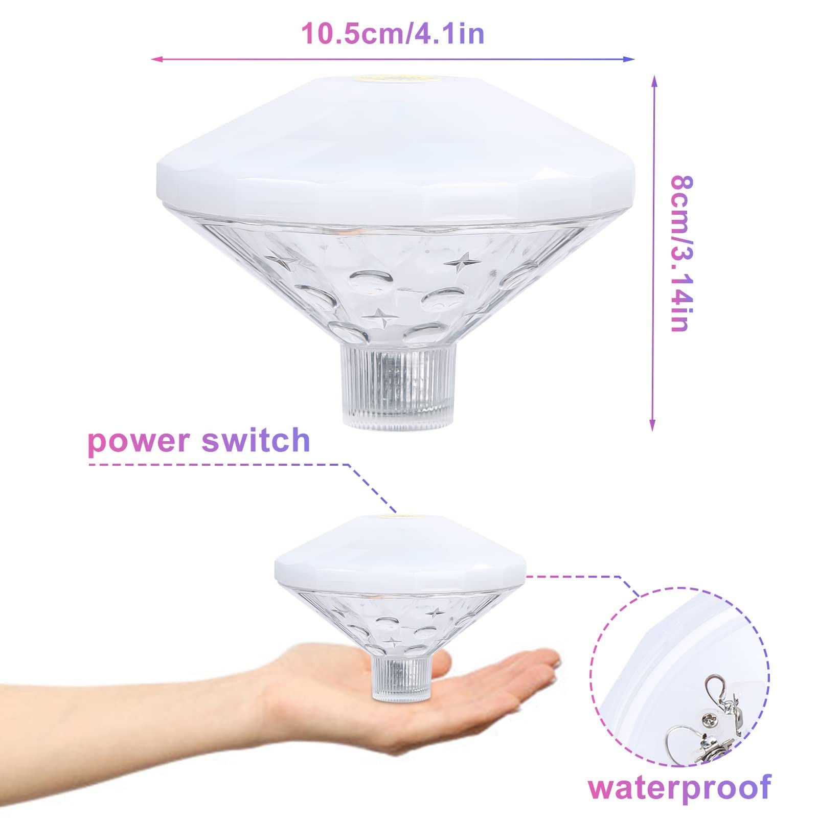 Światła podwodne Zatapialne światła LED — wodoodporne oświetlenie basenowe IP68, 7-trybowy reflektor w różnych kolorach, pływające światła do basenu/wanny/stawu(2pcs)