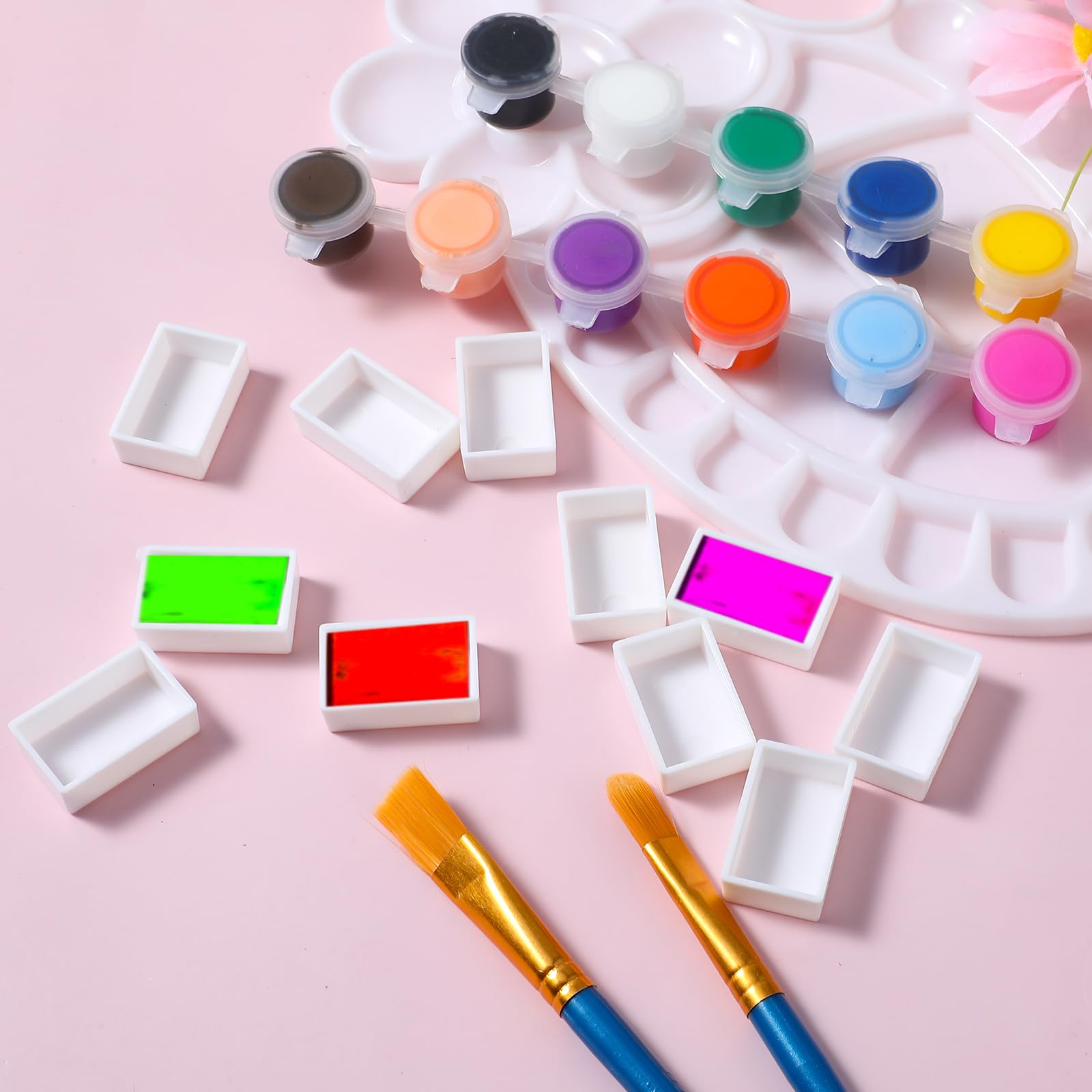 Lot De 50 Demi-godets Vides En Plastique Pour Aquarelle Ou Peinture à L'huile - Blanc, Portable, Réutilisable