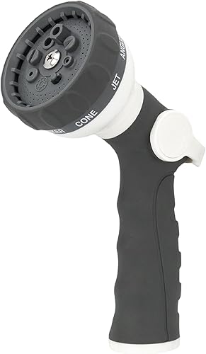 Boquilla rociadora de manguera de jardín, rociador de agua con 8 patrones ajustables, resistente a los impactos y antideslizante para regar plantas,