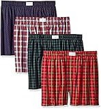 Tommy Hilfiger Men's Underwear 4 Pack Cotton Classics Woven Boxers, Multi, Medium