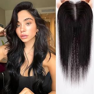 Akashkrishna Silk Base Hair Topper for Women | Human Hair Topper with Center Parting | 3x5 clips, 18 Inch Length | Hair Th... Price In India