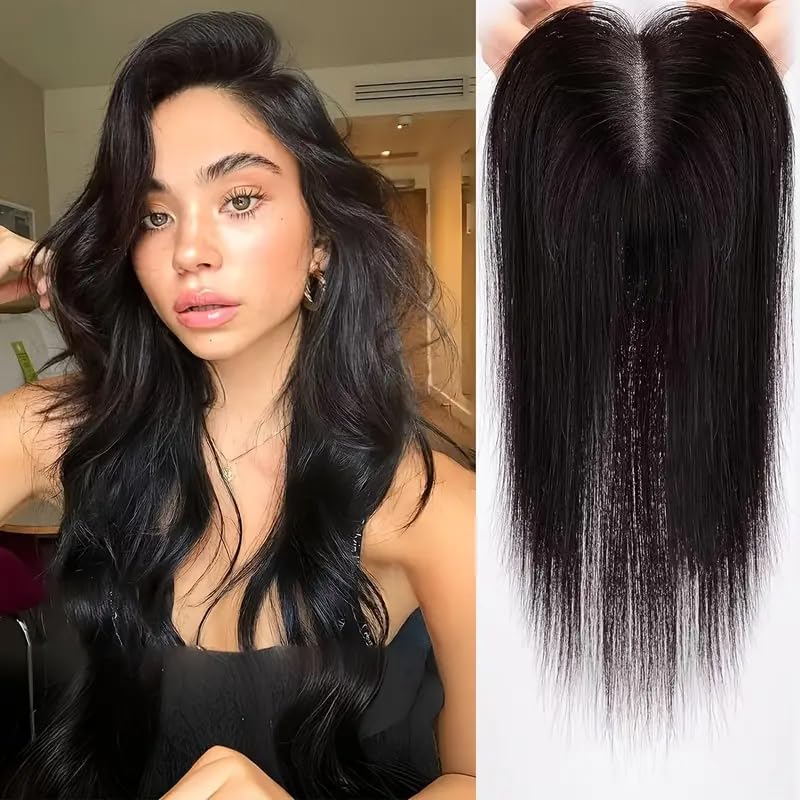 Akashkrishna Silk Base Hair Topper for Women | Human Hair Topper with Center Parting | 3x5 clips, 18 Inch Length | Hair Th... - Review, Price and Buying Guide