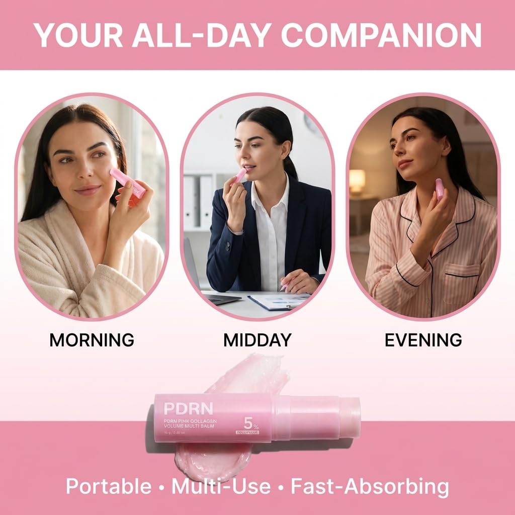 PDRN Pink Collagen Multi Balm Stick - K-Beauty Volufiline & NAD+ Skin Booster for Face, Neck & Under-Eyes - Instant Plumping, Firming & Radiance Glow - 2pc — view 4