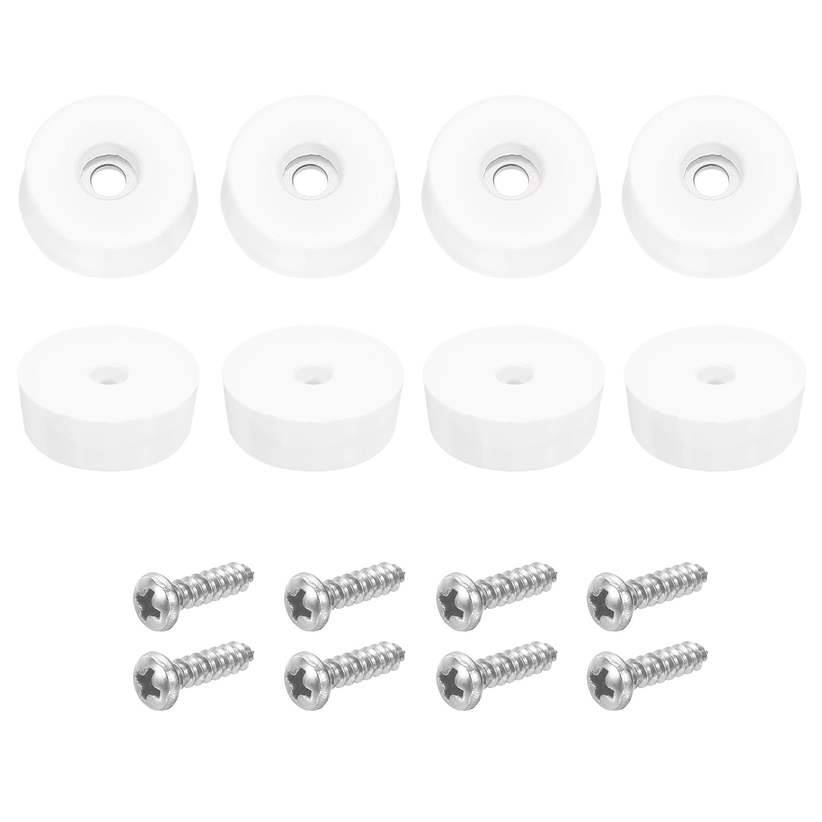 uxcell 8Pcs Rubber Bumper Feet, 9mm H x 25mm W Round Pads with Stainless Steel Washer and Screws for Furniture Appliances, Electronics