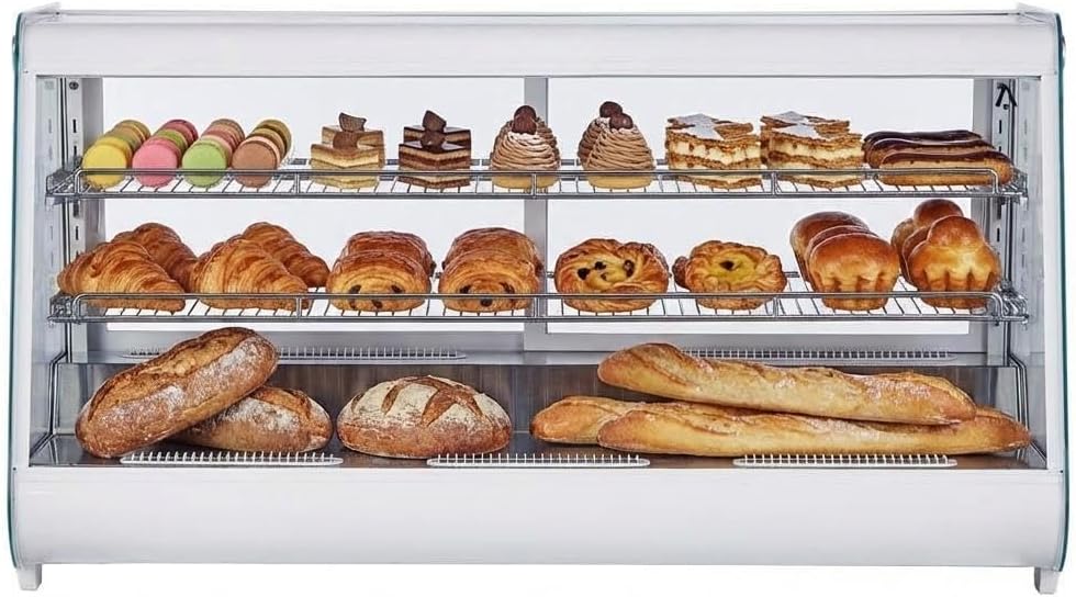 Towallmark 8.1 Cu.Ft. Refrigerated Display Case, 100L Countertop Pastry Display with LED Lighting, TURBO Cooling & Frost-Free Air-Cooling, 2-Tier Commercial Cake Refrigerator for Bakery & Dessert Shop