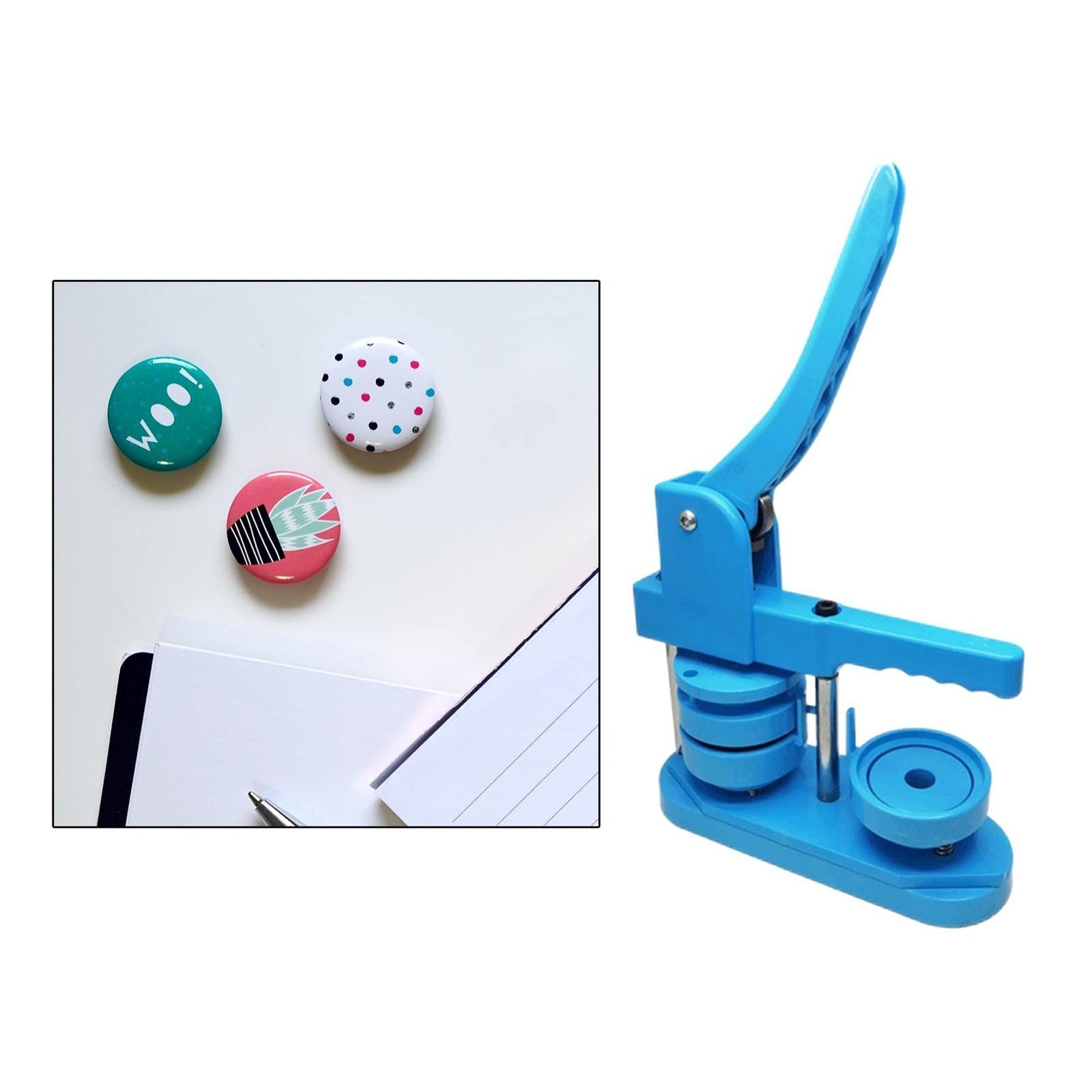Perforadora de Insignias, Molde 58mm, fabricación Redondas Hechas a Mano, Insignia botón DIY con Pin, Suministros Botones en Blanco