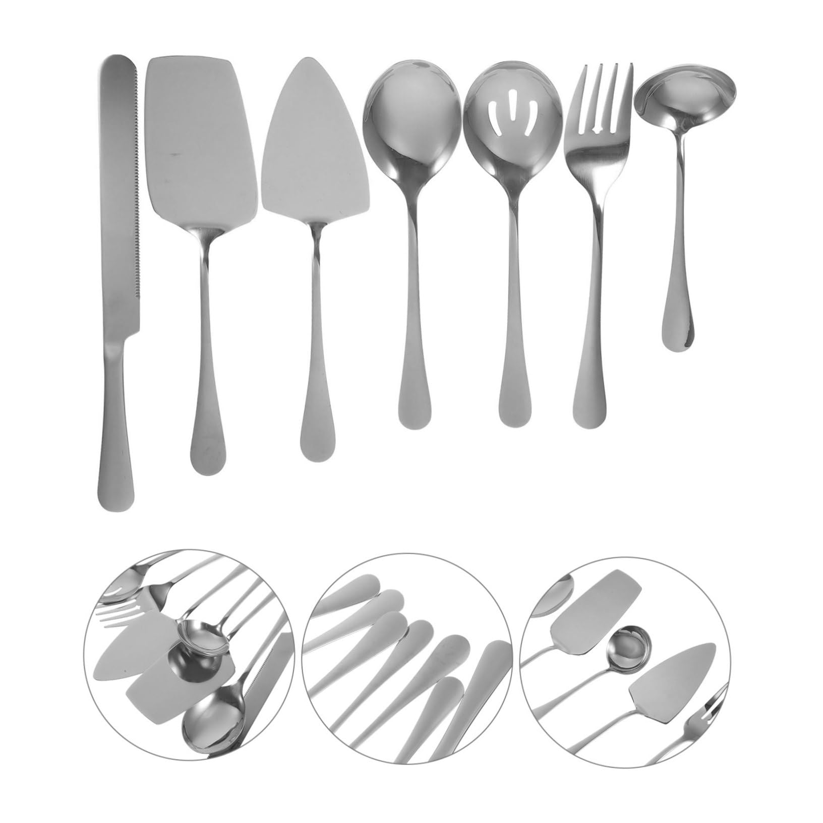 Cabilock Cuchillos para Pastel Utensilios para Servir de Acero Inoxidable de Cortador y Servidor de Pasteles para Postre Tenedor y Cuchara para Banquetes y Uso Diario
