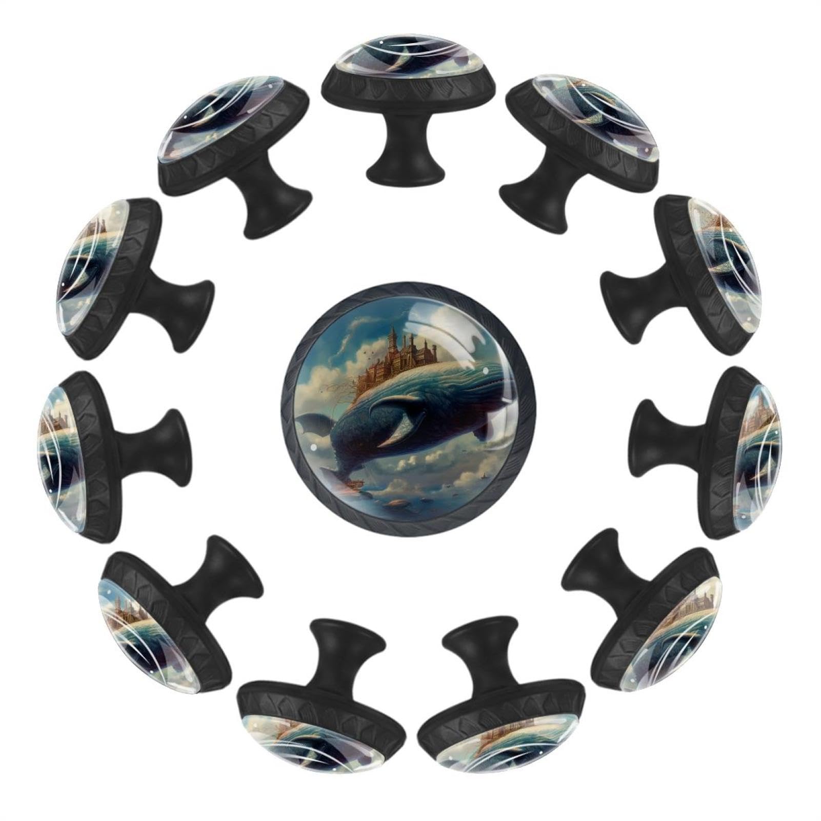 Boutons de tiroir en verre cristal baleine marine pour placard