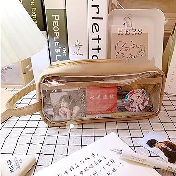 Kawaii Pencil Case Aesthetic Clear Pencil Pouch Aesthetic School Supplies for Teen Girls Kawaii Aesthetic School Supplies Coffee