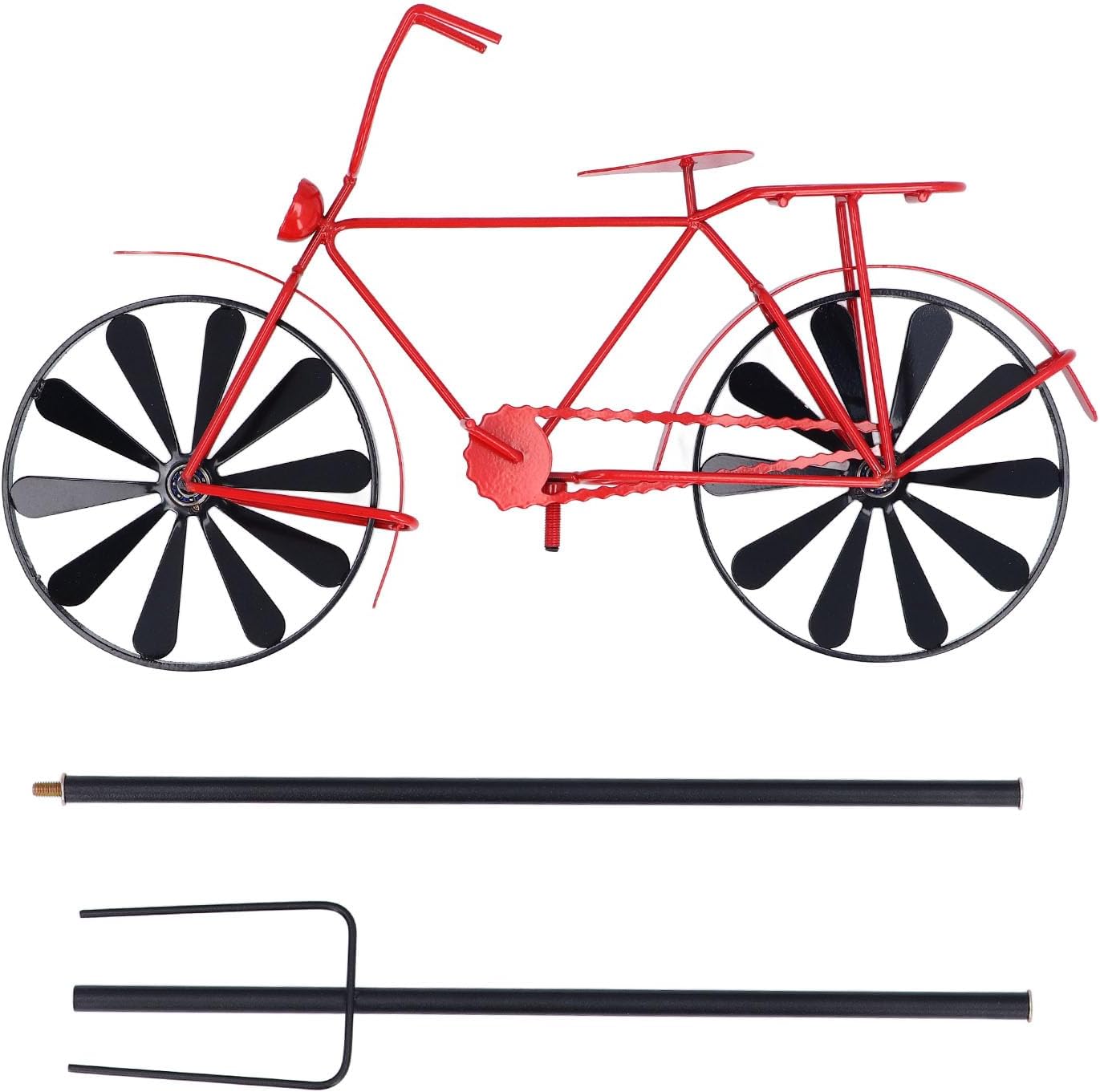 Bike Wind Spinner Vintage Style Metal Iron Wind Spinner Decoration for Outdoor Garden Red