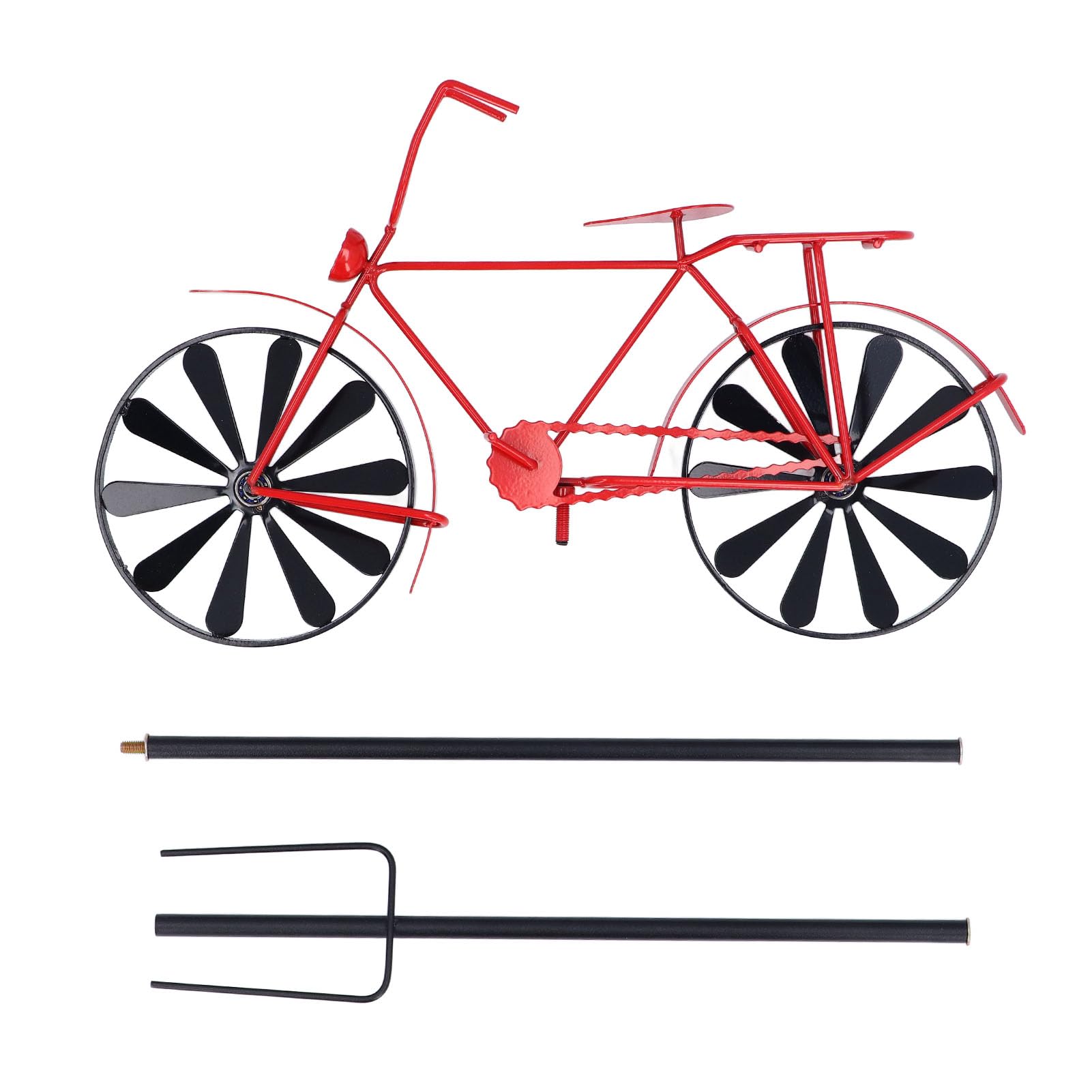 Éolienne de jardin vintage vélo rouge en métal déco extérieure pour pelouse et bordures