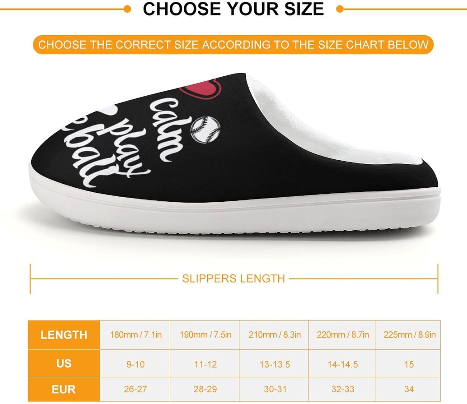 Keep Calm And Play Baseball Cute Cotton Slippers Anti-slip House Shoes Funny Slipper Indoor Outdoor