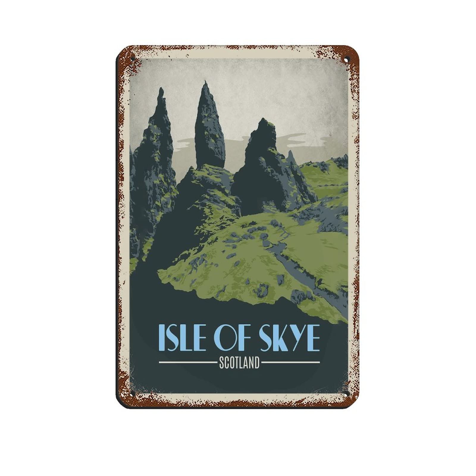 Azolid Metal Tin Sign Isle Of Skye Scotland Travel Tin Signs Retro Bar Pub Diner Cafe Home Bathroom And Room Art 14X20cm