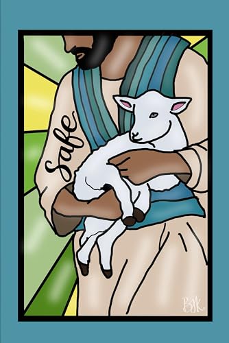 Safe in the Shepherd's Arms Notebook: A 'stained glass window' effect journal. 120 lined pages with lovely faint illustrations from the life and teachings of Christ. Suitable for all ages.