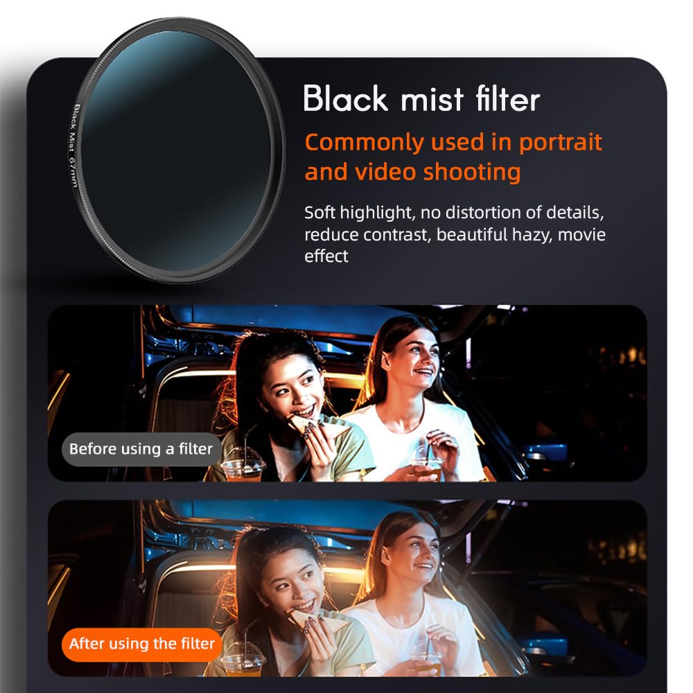Andoer Kit de filtros para Lentes de teléfono de 67 mm Que Incluye Filtro CPL + Filtro Astral + Filtro de Niebla Negra + Anillo Adaptador magnético de 67 mm + Funda de Repuesto