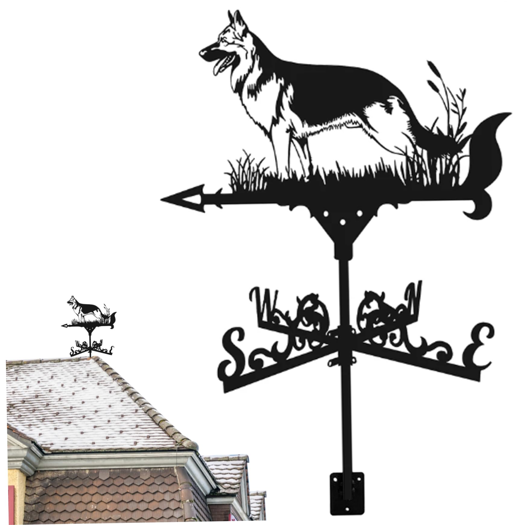 Girouette de toit décorative en forme d'animal - 33 x 55,9 cm - Indicateur de direction du vent pour cour, jardin, ferme, berger