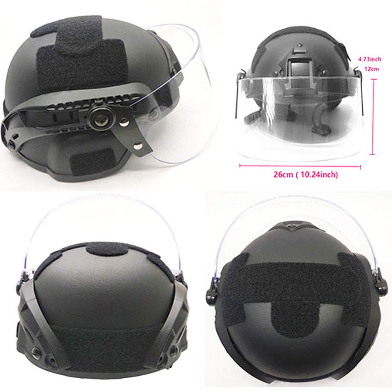 Airsoft MICH 2000 ACH Tactical Helmet with Clear Visor NVG Mount and