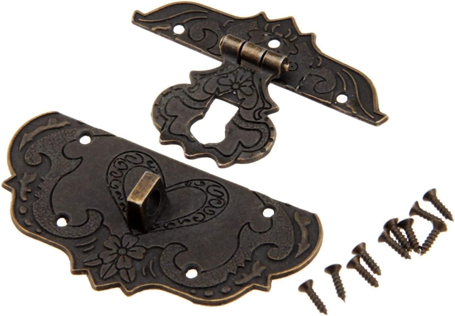 Hasps Latch, 1Pc 76x56mm Brass Jewelry Cabinet Box Gift Box Suitcase Box with Buckle Toggle Buckle Latch Buckle Retro Hardware