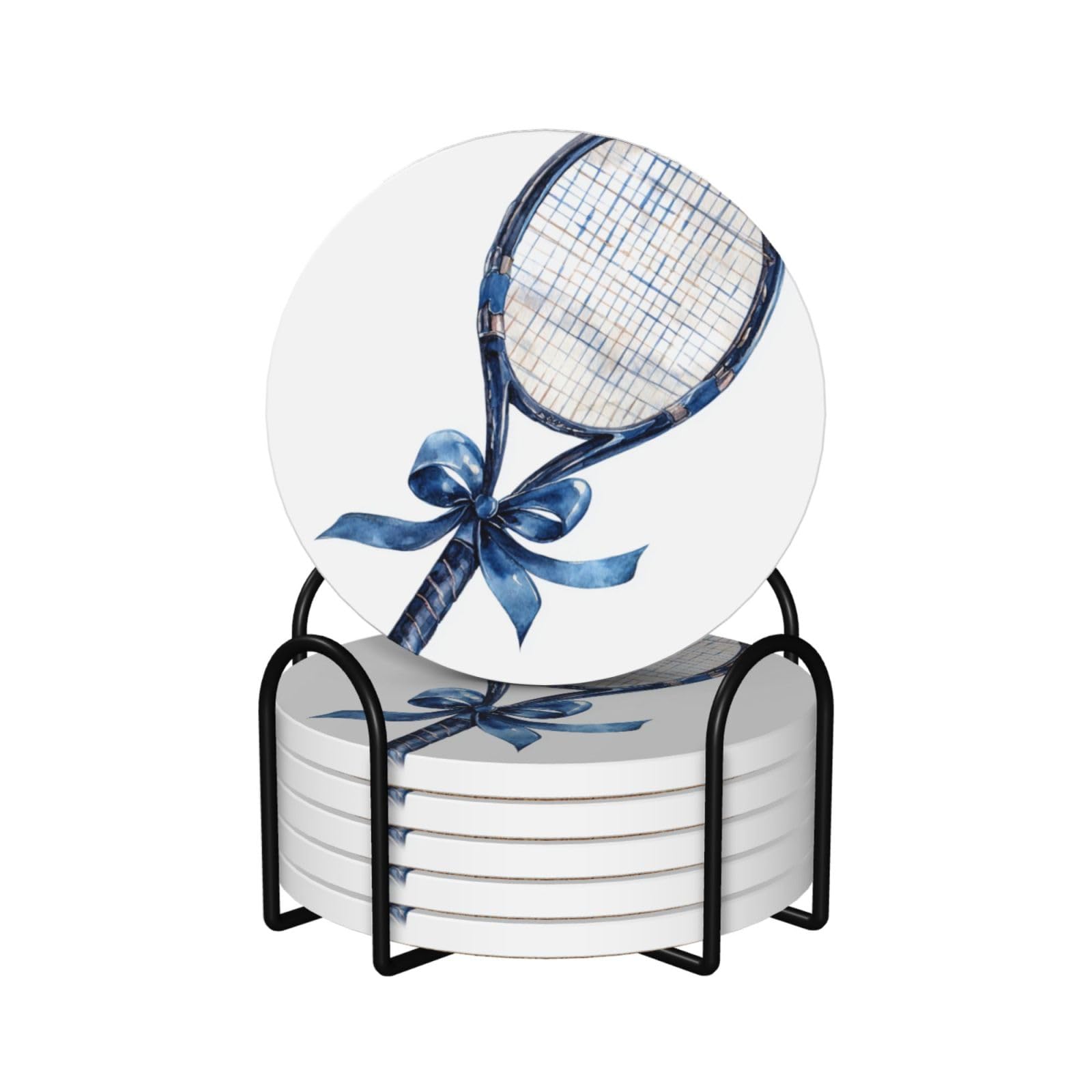 Dessous de verre céramique motif tennis cadeau idéal pour amateurs de café