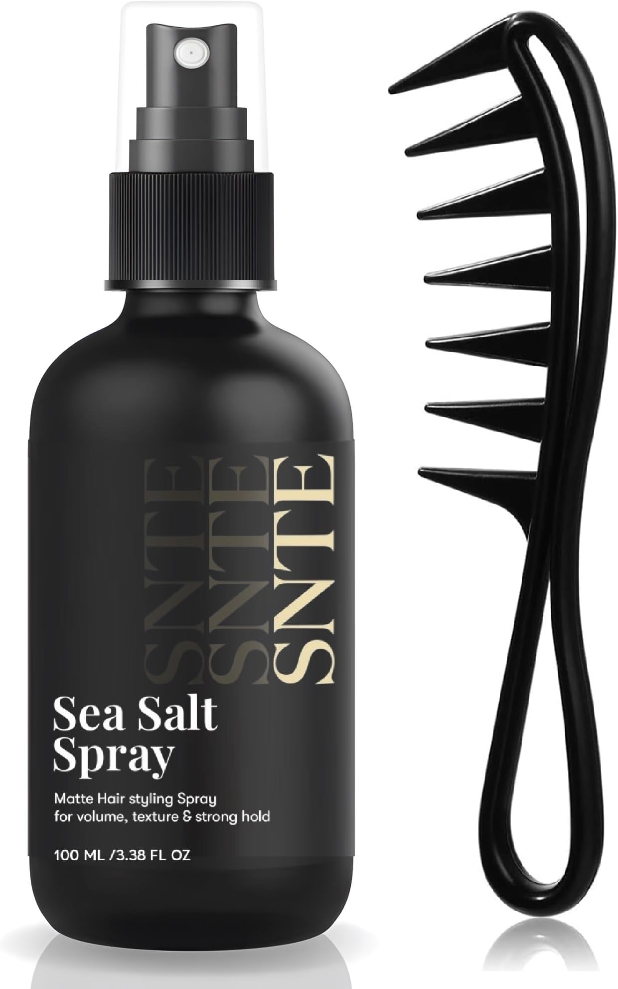 Sea Salt Spray(100 Ml) (Frozz), Natural Finish Sea Salt Spray for Hair, Volumizes & Texturizes, Infused with Bhringraj, Vitamin E, Light with 1Pc Hair Styling Comb Wide Tooth Comb, Large Tooth Curl Comb Shark Teeth Hairstyle Tool