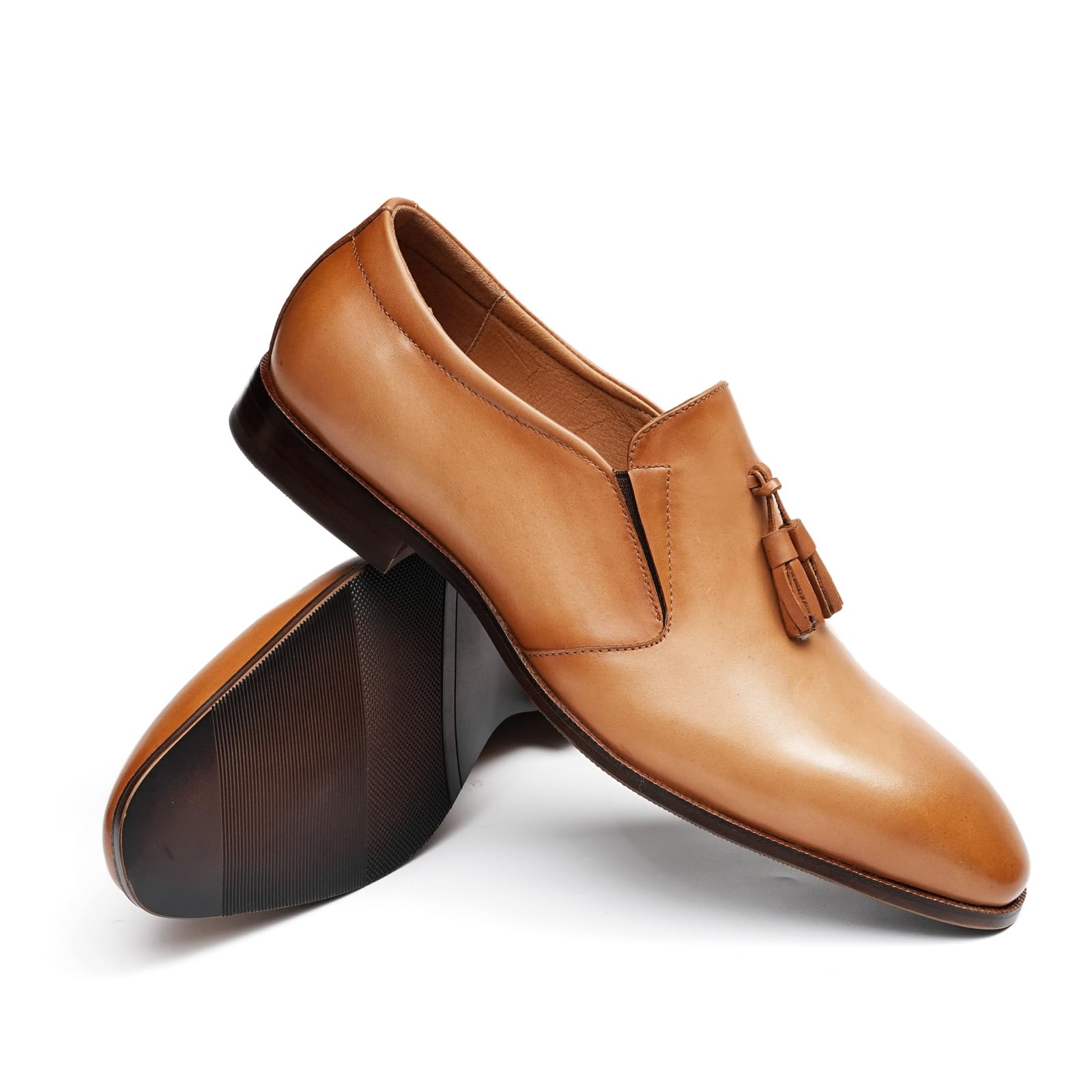 Mocasines Casuales con Borlas para Hombre Zapatos Bajos Slip On en Cuero Genuino