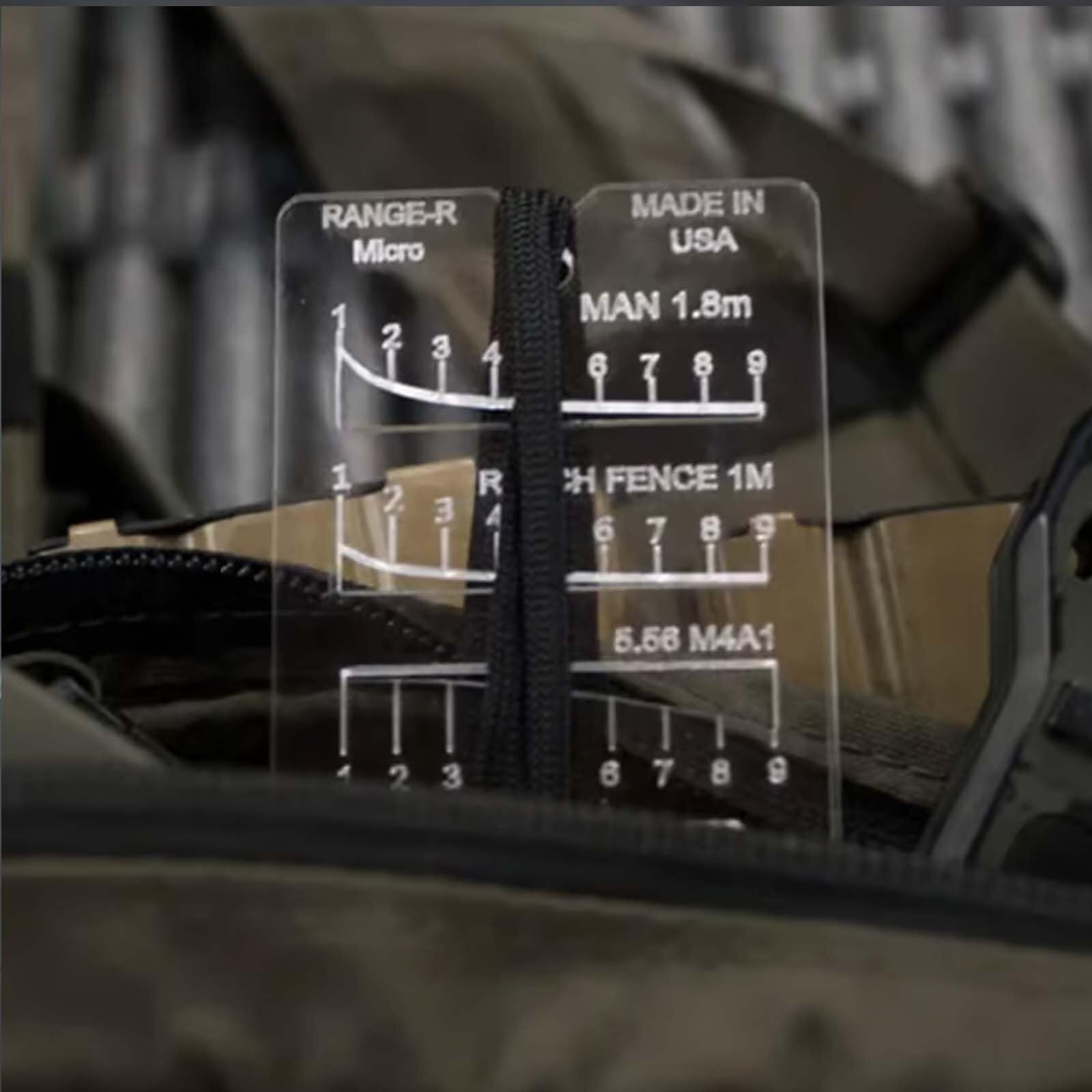 Range Finder Card, Hunt-R Card, Range-R Card, 900m Measurement Slide Rule Tool,Flexible Hunting Rangefinder Card with 6 Reticles Including Man, Door, Semi-Truck, IMF Container, Ranch Fence, SUV(PRO,We