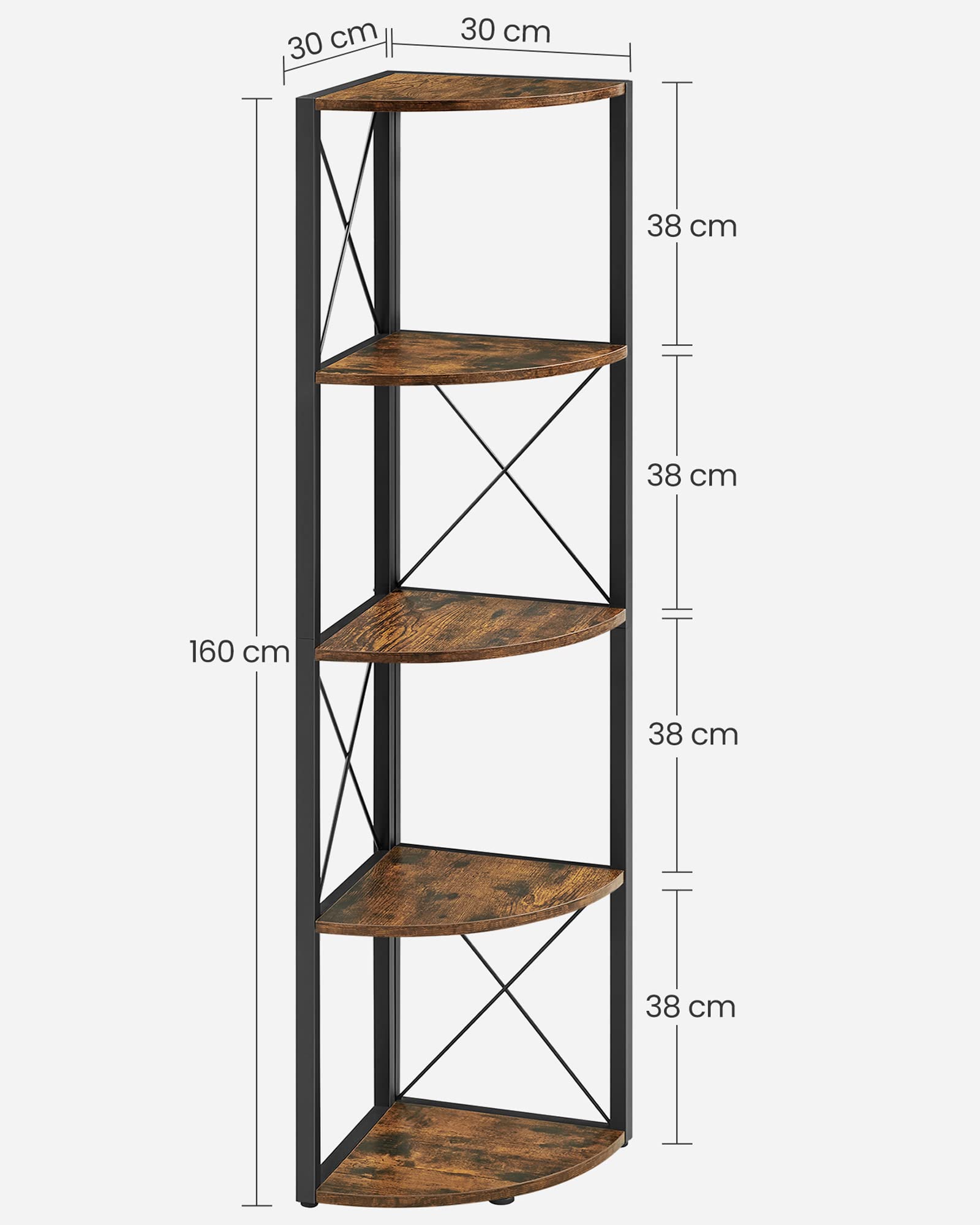 VASAGLE Mensola angolare a 5 Piani, scaffale portaoggetti Multifunzione, libreria, Supporto per Piante, per Soggiorno, Bagno, Cucina, Camera da Letto, Ufficio, Facile da Montare, Industriale, Rustico