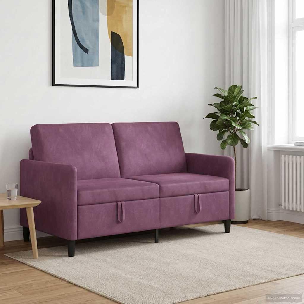 Canapé 2 places avec espace de rangement en polyester violet 152