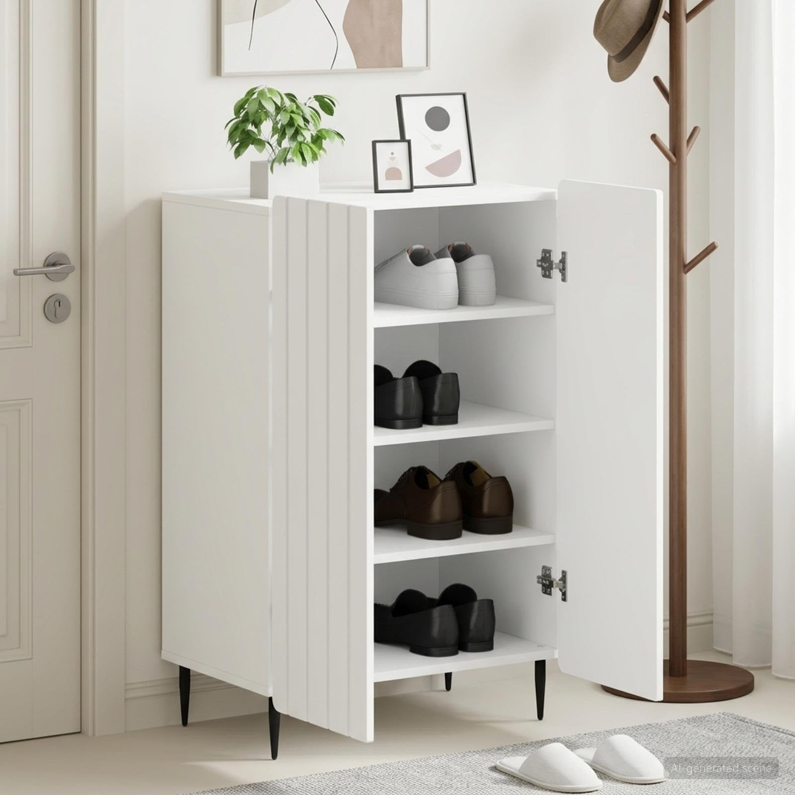 Szafka na buty ZWOLLE 59,5 x 39,5 x 91,5 cm biała