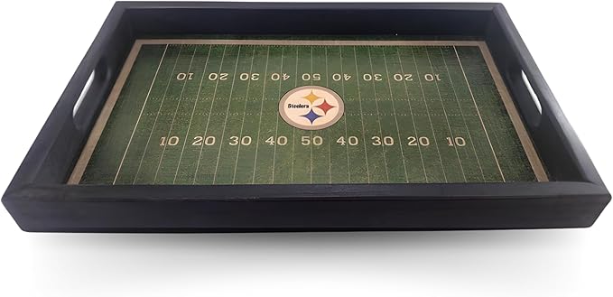 Fan Creations Pittsburgh Steelers NFL Football Field Tray Decorative Team Logo Server with Handles for Food & Drink - for Game Day Entertaining or Tabletop Organizer - Show Your Steelers Pride