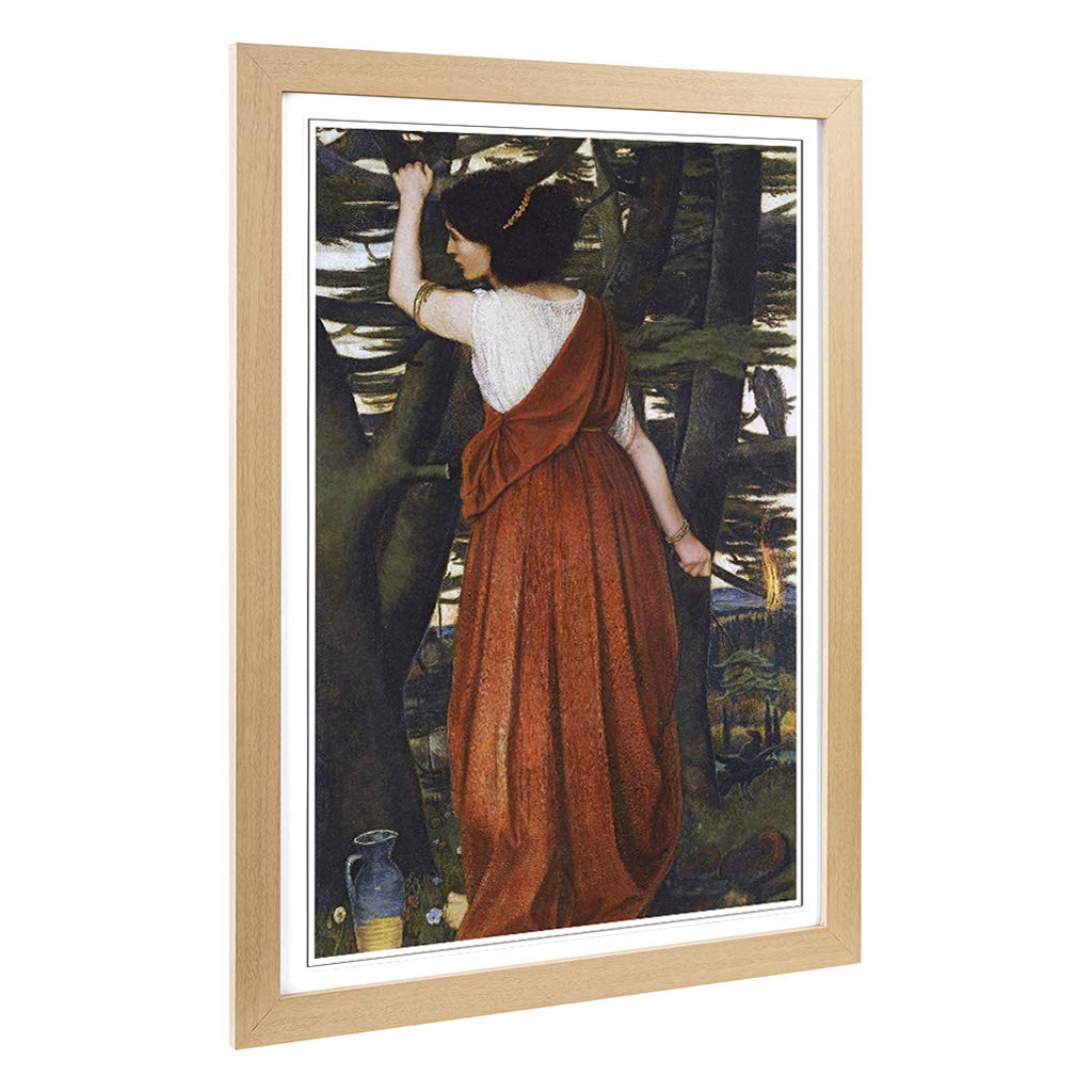 Big Box Art Framed Print of John Roddam Spencer Stanhope Lady with a Torch Design | Wall Art Picture| Home Decor for Kitchen, Living Room, Bedroom, Hallway, Oak, A2 / 24.5x18 Inch / 62x45cm