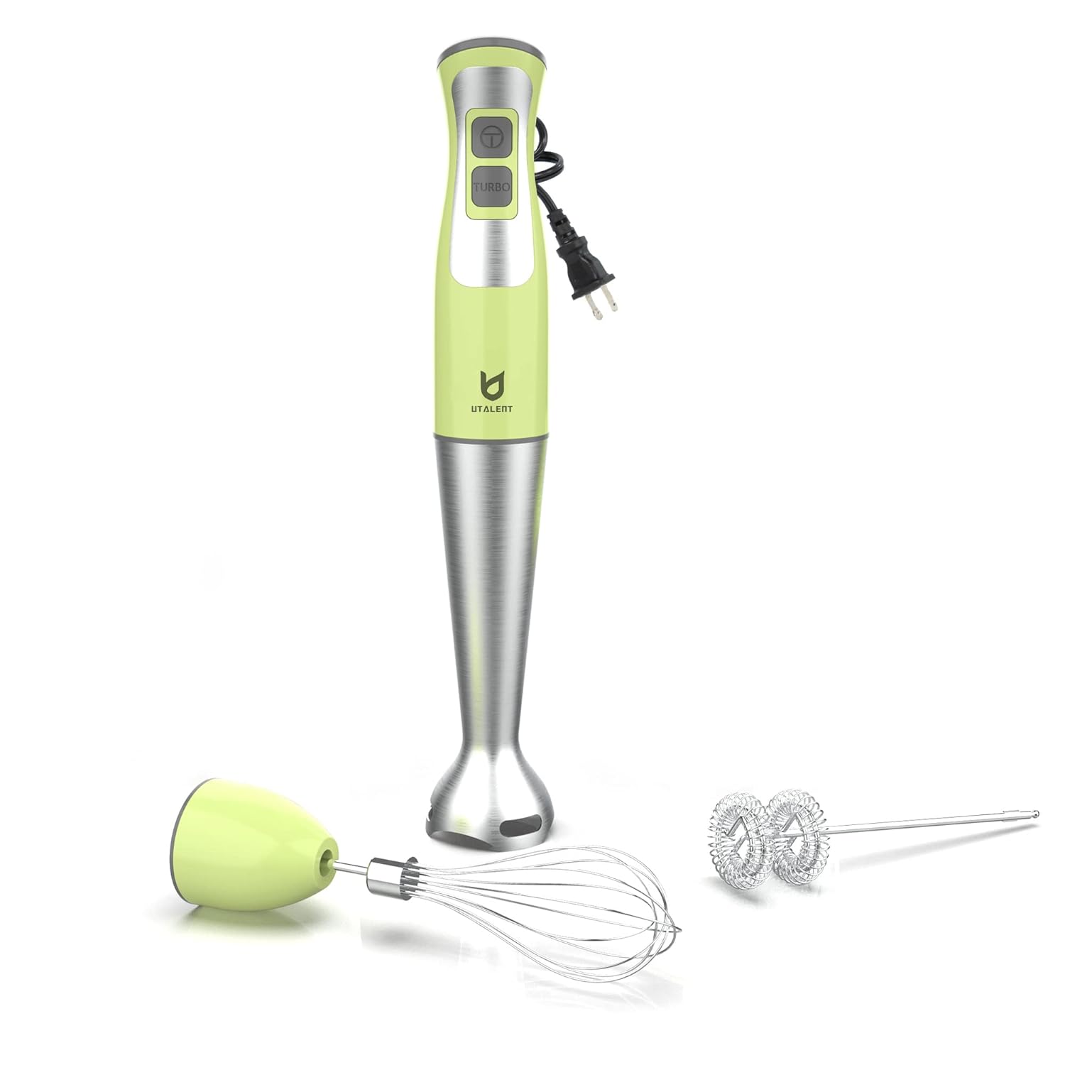 Immersion Hand Blender, UTALENT 3-in-1 8-Speed Stick Blender with Milk Frother, Egg Whisk for Coffee Milk Foam, Puree Baby Food, Smoothies, Sauces and Soups - Green image 1