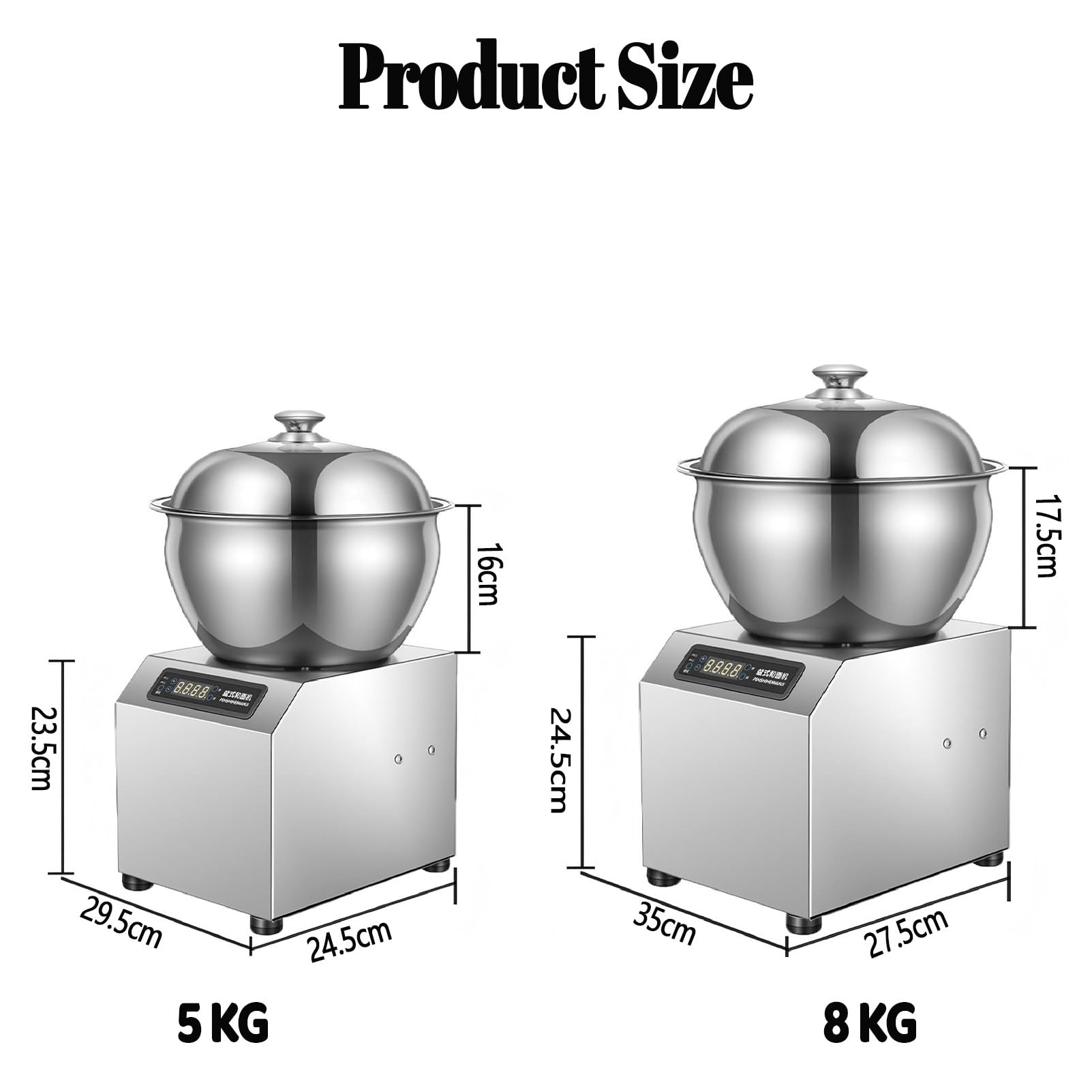 Impastatrice Elettrica, Impastatrice A Spirale Professionale da 5 kg/8 kg, con Ciotola in Acciaio Inox, per Pizza E Impasto del Pane per Panetterie, Ristoranti E Pizzerie 5L-Heatedtype