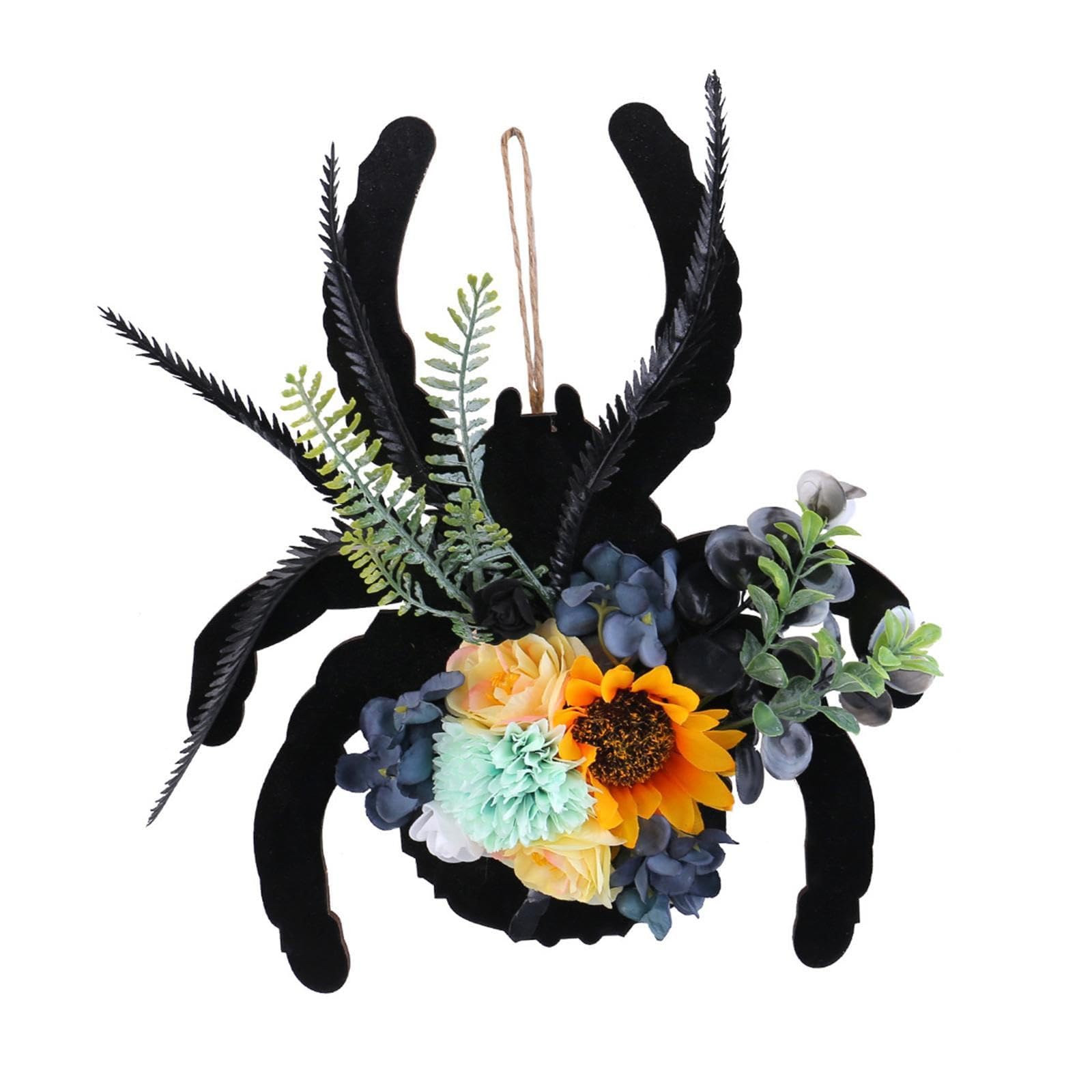 Artificial Flower Wreath Arachnid Shape Door Wreath Halloween Hanging Decoration for Front Door Wall Window Display