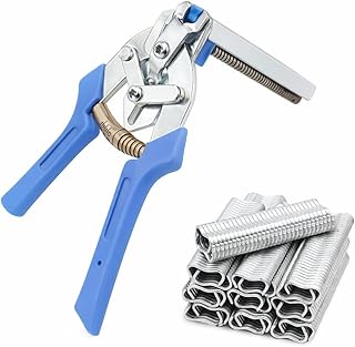 Hog Ring Pliers Kit with 600 Galvanized Steel Hog Rings – Heavy‑Duty Manganese‑Steel Tool for Fencing, Animal Cages, Upholstery & Wire Railing Repair-Blue